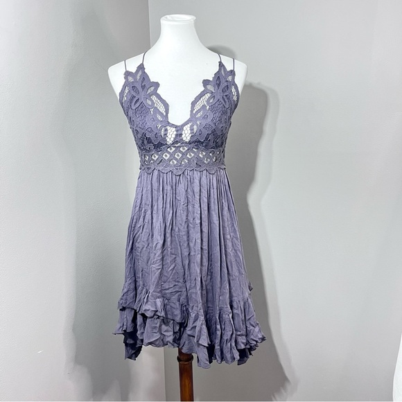 Free People Adella Slip Dress Charcoal Gray New With Tag Size M - Picture 3 of 13